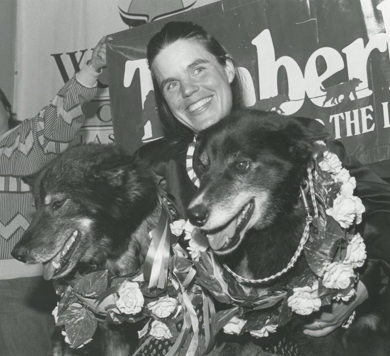 Susan At Finishers Banquet With Granite And Tolstoy In Flowers After Winning Race 1988