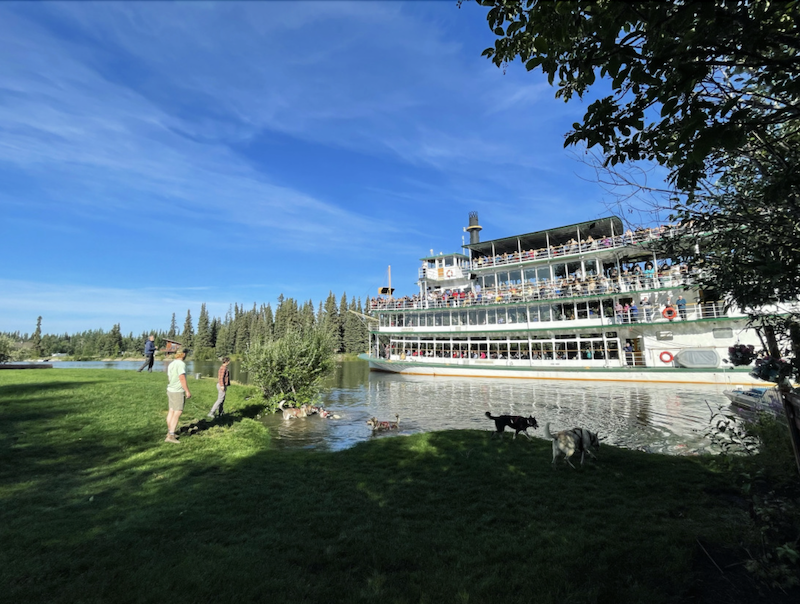 Summer Fairbanks Riverboat Discovery Tour Stoping At Trail Breaker Kennel